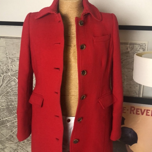 J.Crew Double Cloth wool red coat size 10 - Picture 3 of 16